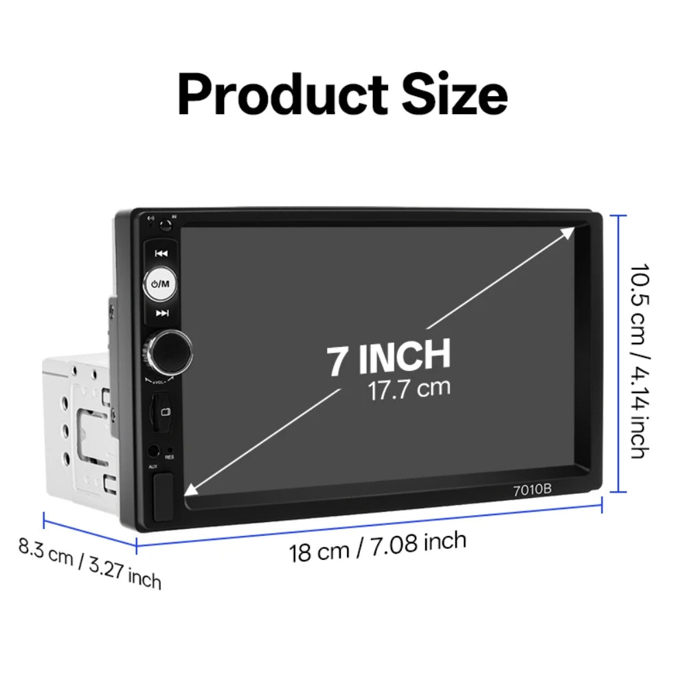 Hippicron 7-inch Car MP5 Radio 1 DIN Multimedia Player Bluetooth
