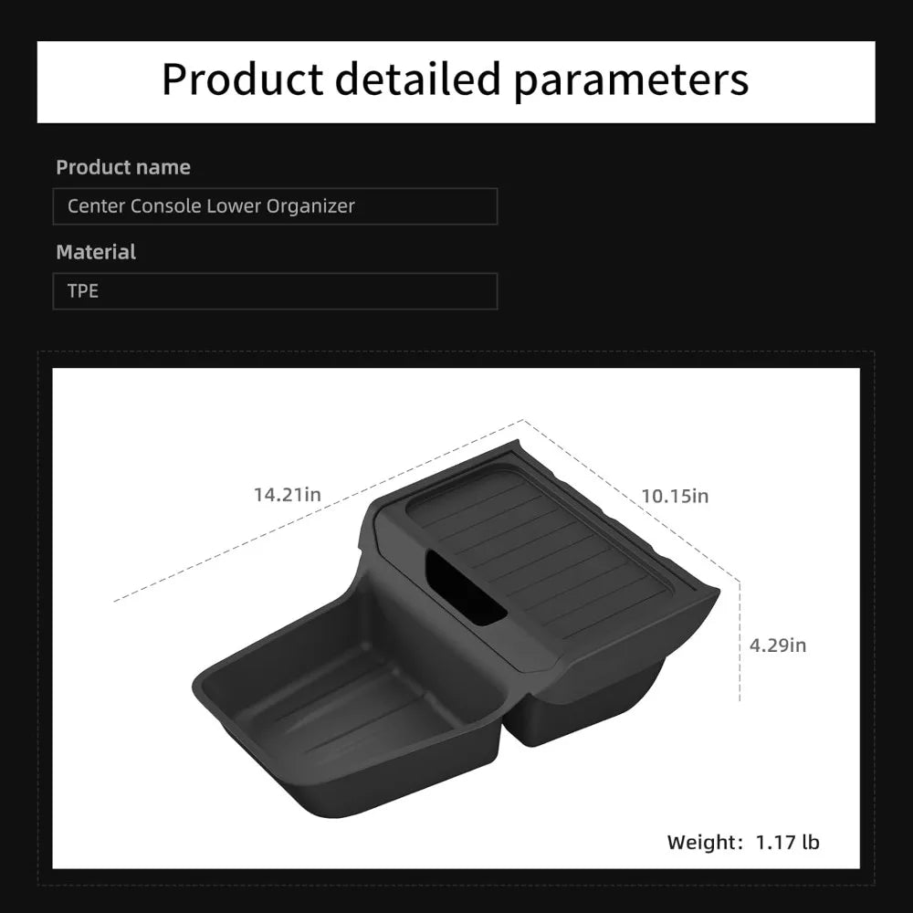 Tesla Model Y 2025–2026 TPE Console Organizer Insert Tray
