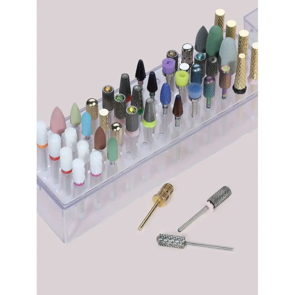 Transparent Nail Drill Bits Storage Box Professional Dustproof Zpaxo