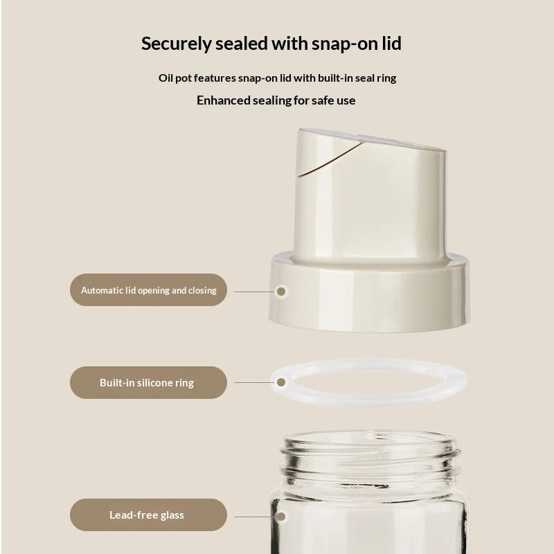 Oil Pot Kitchen Soy Sauce Vinegar Seasoning Bottle Set, No Oil Hanging, Leak Proof Glass Oil Tank, Automatic Opening and Closing Zpaxo