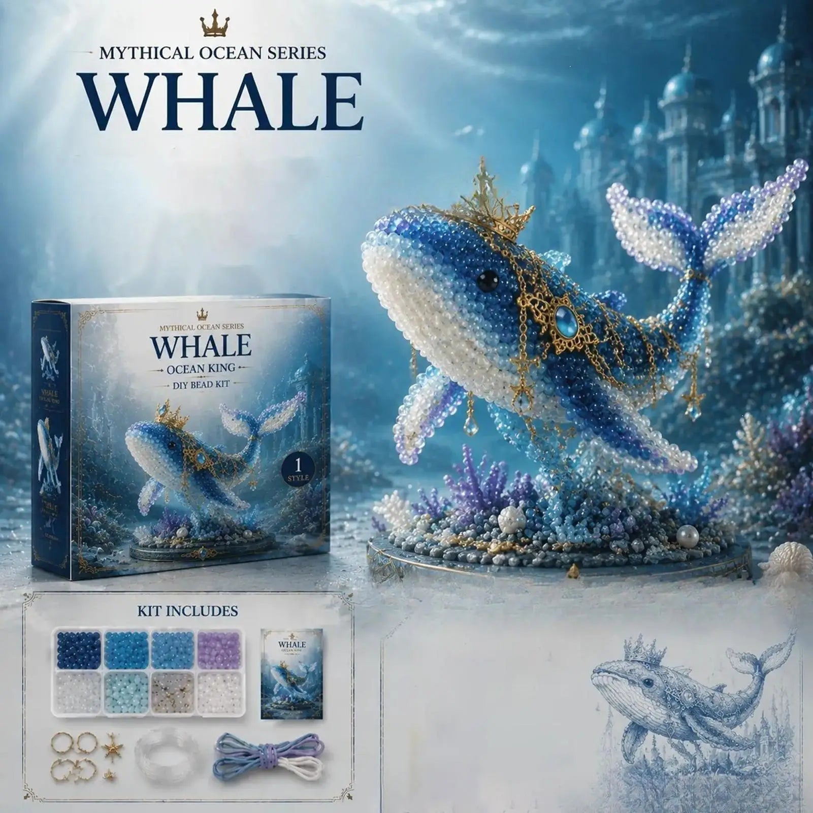 DIY Beaded Animal Kit Mythical 3D Sea Animal Creative Fun Beginners Beadwork Craft Kit for Kids Teens Adults Beginners Boys Zpaxo