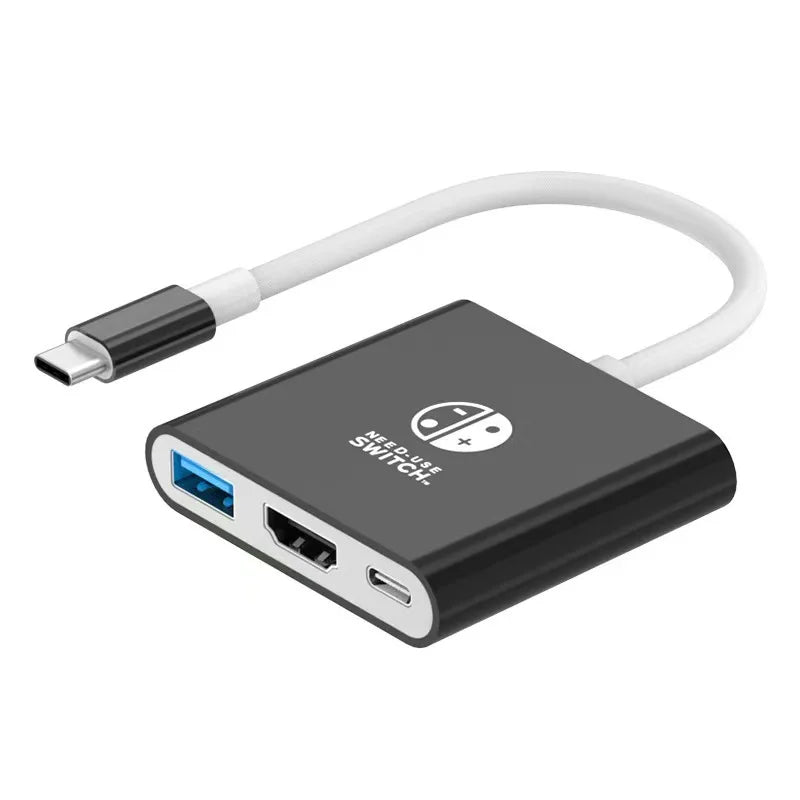 4K HDMI Adapter TV Docking Station for Nintendo Switch OLED USB 3.0 Type C Port Charging Dock Station with HDMI Output Zpaxo Black White