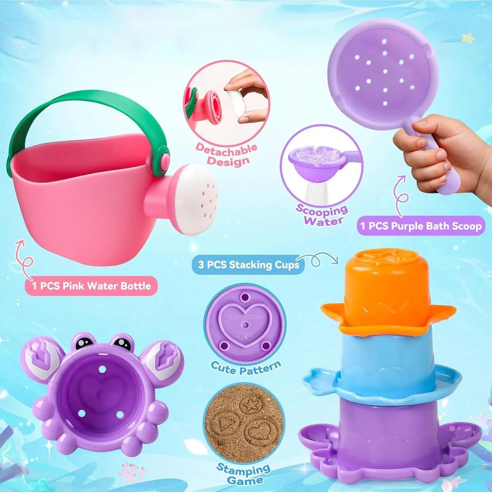Bath Toy Safe Bathtub Water Toys Creative Floating Sensory Accessories Educational Games For Swimming Shower Kids Water Play Zpaxo
