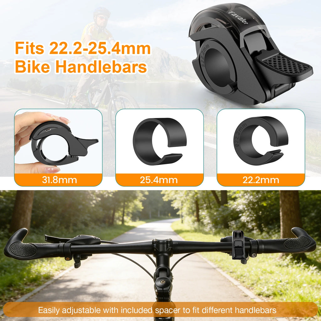 Tavaler New Upgrade Bicycle Bell PC Waterproof Anti-Slip Textured Safety Road Scooter 110dB Max Crisp MTB Outdoor Bike Accessory Zpaxo