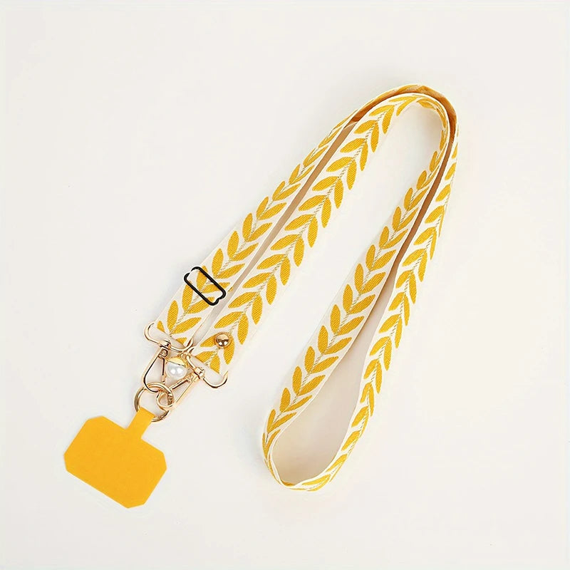 Pearl Adjustable Mobile Phone Lanyard Long Crossbody Neck Strap Zpaxo Yellow