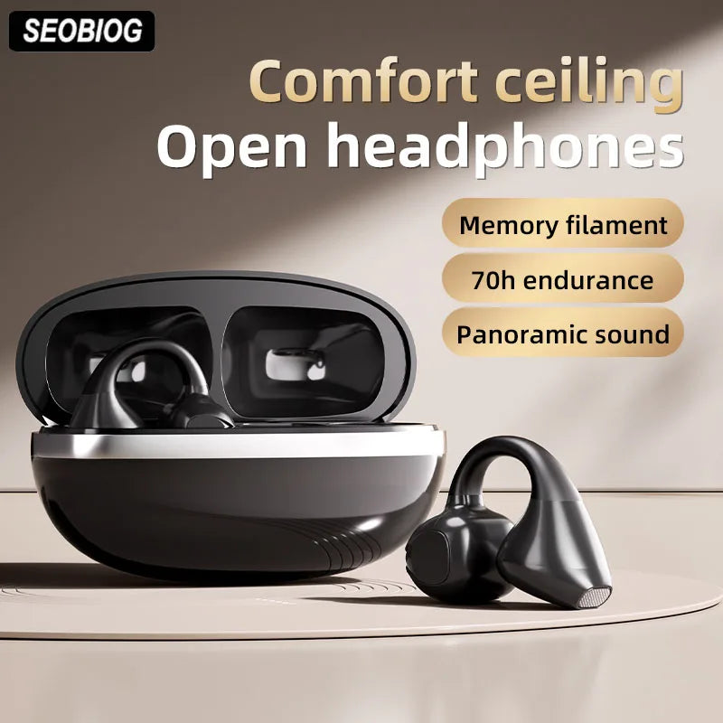 SEOBIOG Wireless Ear Clip Earbuds Bluetooth 5 4 Earphones Hifi Sound