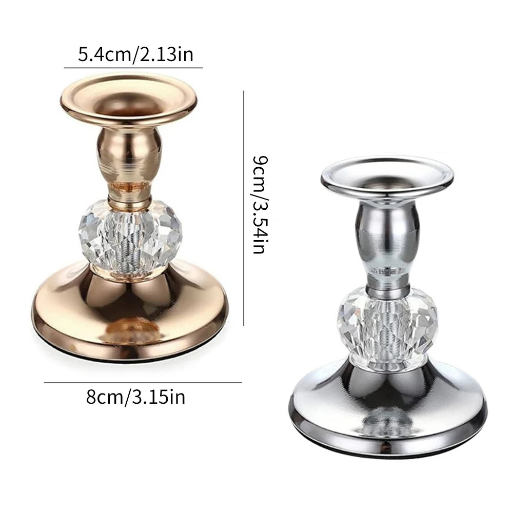 1PC Metal Crystal Candlestick Holder for Candle Light Dinner Table Birthday Wedding Party Home Tabletop Decoration Zpaxo