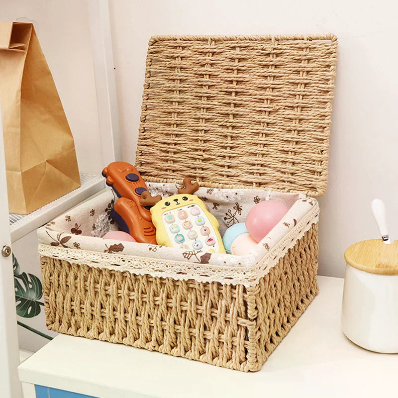 For Toys Snacks And Miscellaneous Items Desktop Cosmetic Storage Box Household Rattan Woven Storage Box Zpaxo