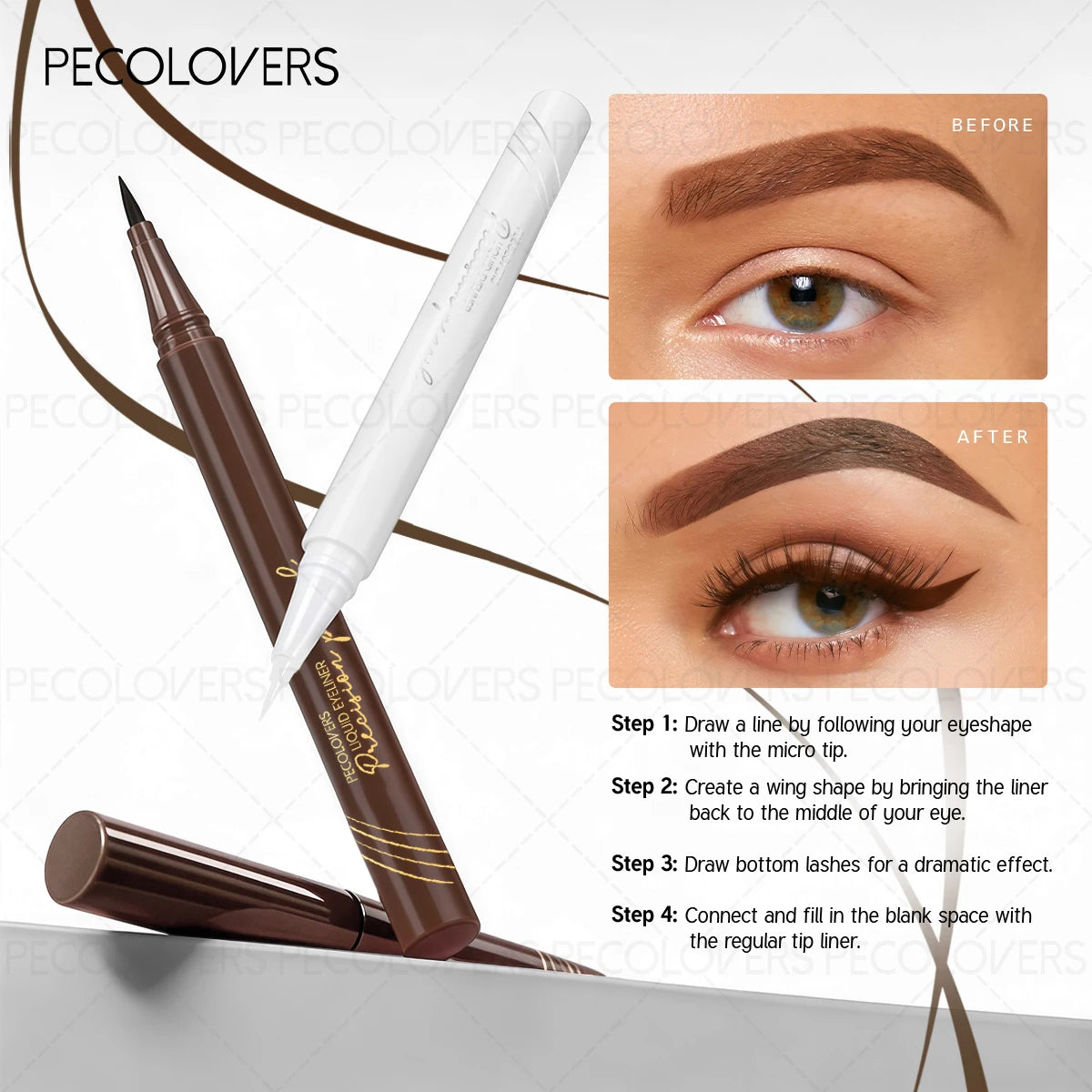 2PCS/Set Ultra-thin Eyeliner Pen, Waterproof, Smooth Application, Smudge-proof, Precise Outlining,Creates Fashionable Eye Makeup Zpaxo