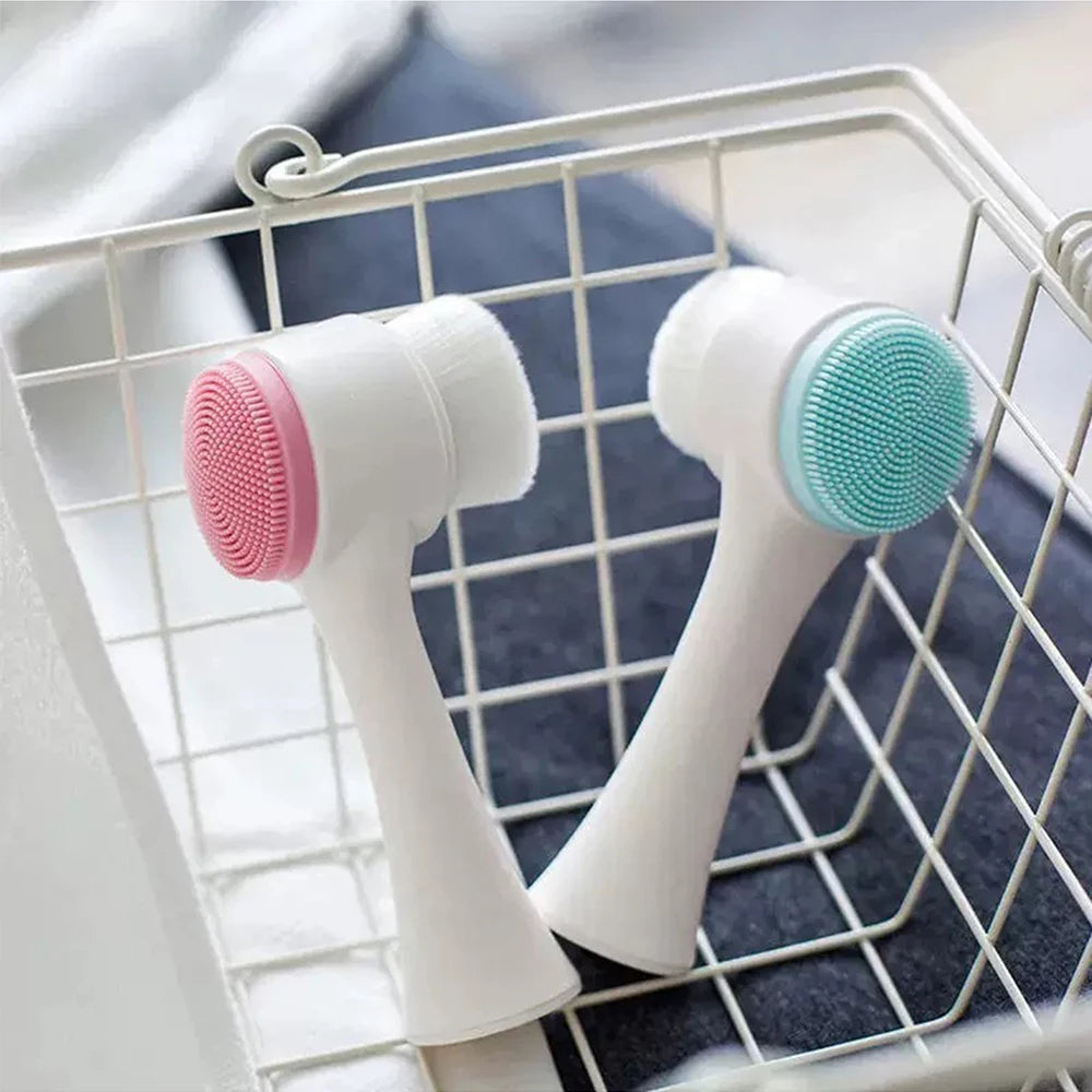 1Pc 2-in-1 Facial Cleansing Brush Manual Silicone Double Sided Soft Face Wash Brush Bristles Exfoliator Skin Care Zpaxo