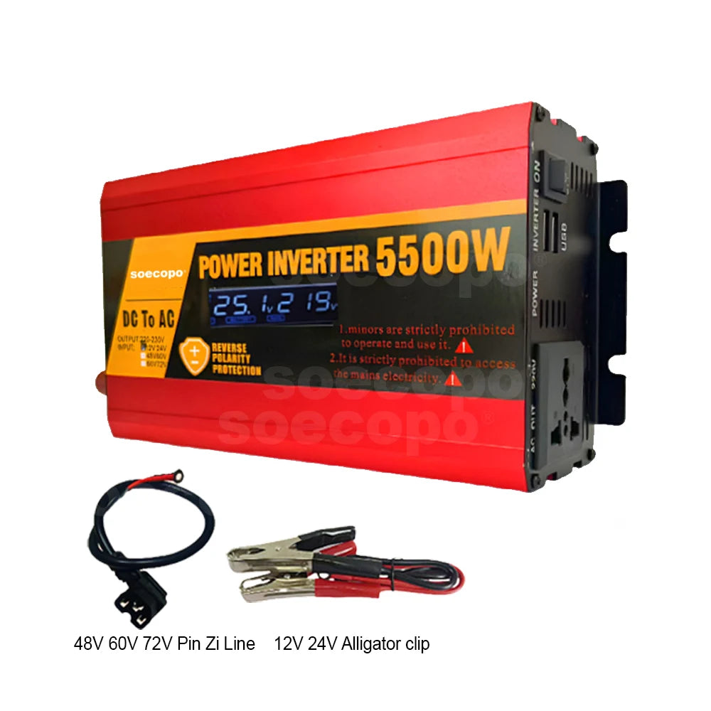 Efficient Dual Voltage Power Inverter 5500W Peak LCD Screen Real-time