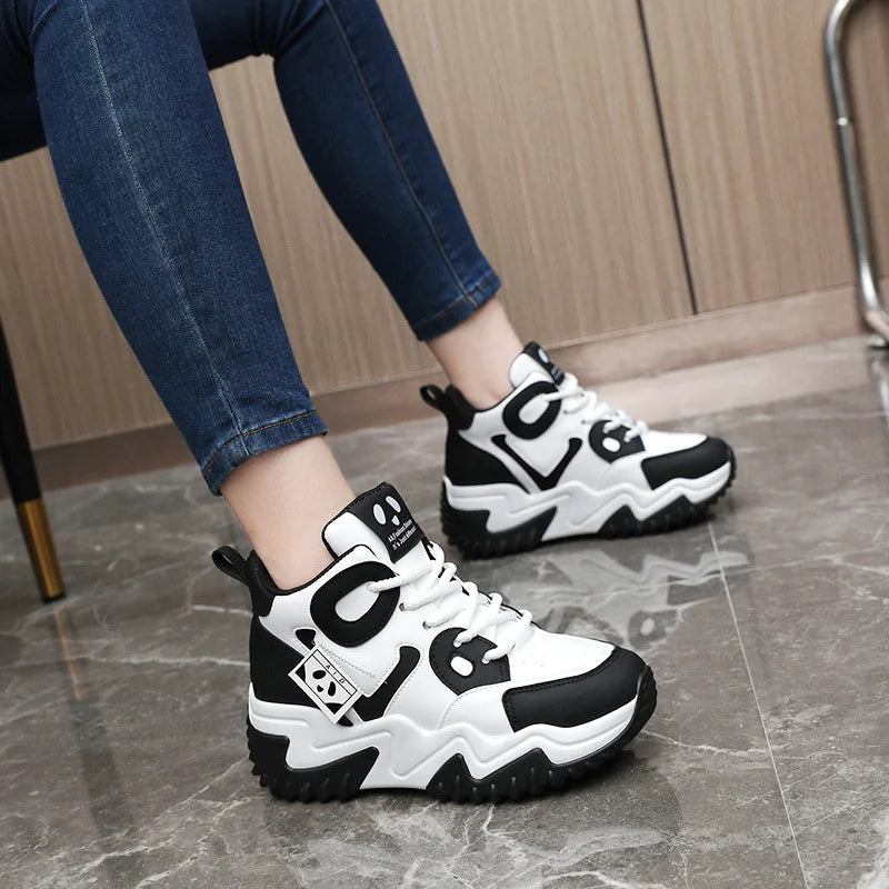 Fashion Casual Platform Sport Shoes Women Lace Up Thick Soled Zpaxo