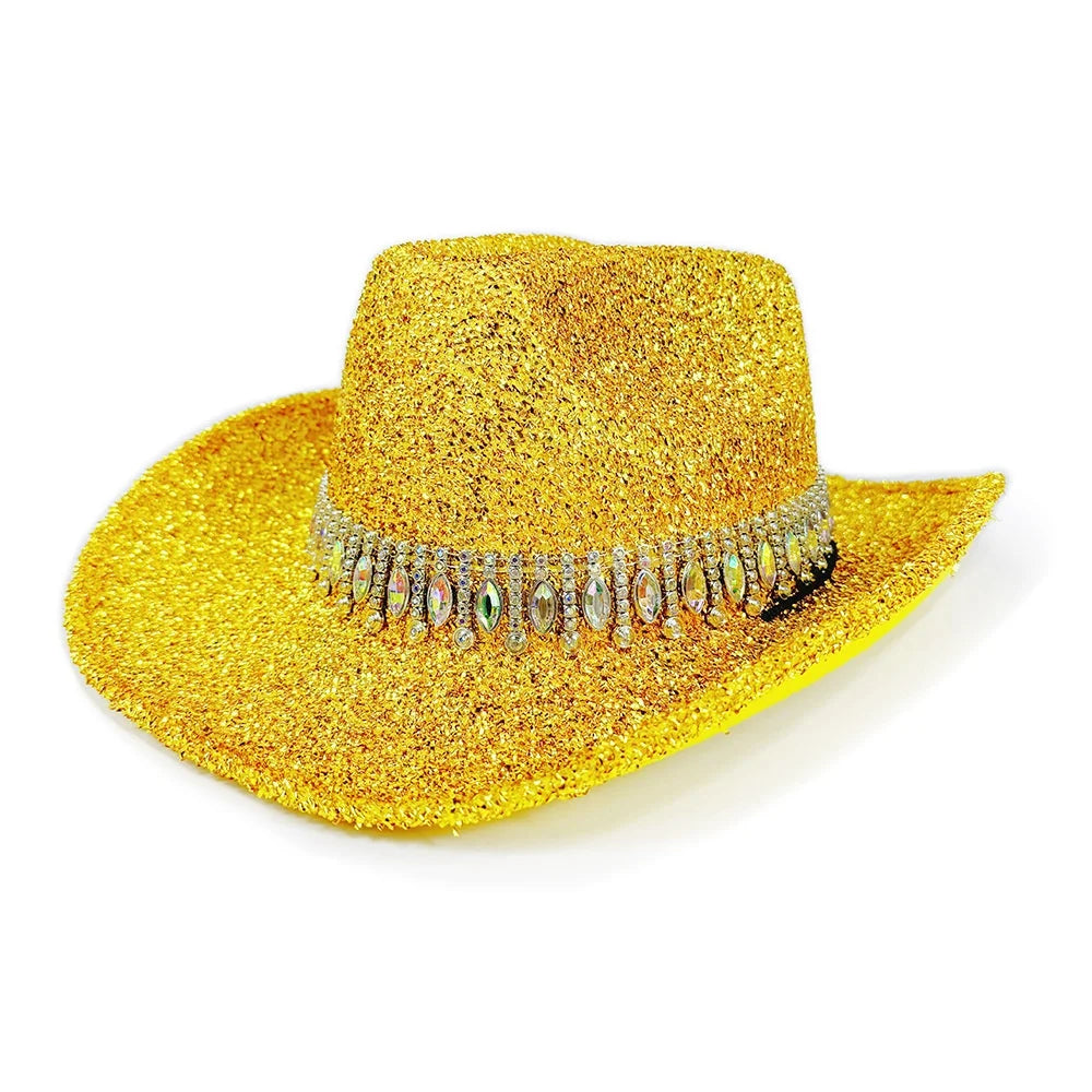 Women's Rhinestone Cowgirl Hat – Wide Brim Western Party Hat