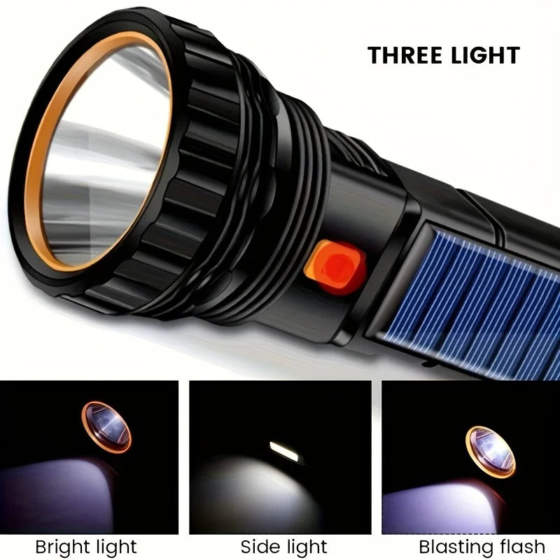 Mikenoon Solar LED Flashlight – Tactical Torch & Power Bank Solar LED Flashlight Zpaxo