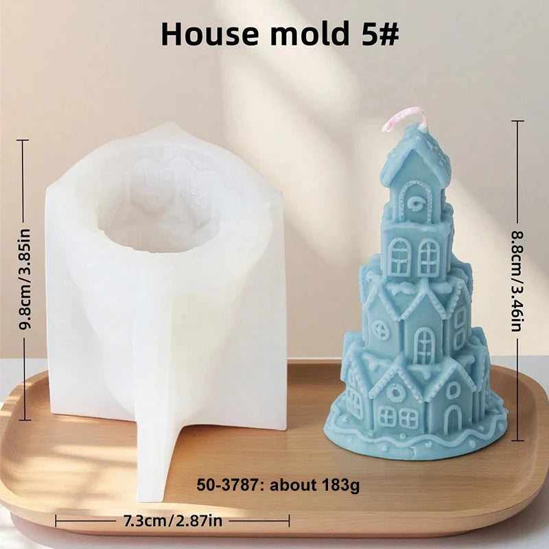3D Christmas House Candle Silicone Mold Gingerbread House Aroma Soap Gypsum Plaster Crafts Mold Home Decor Christmas Gift Zpaxo 50-3787-D