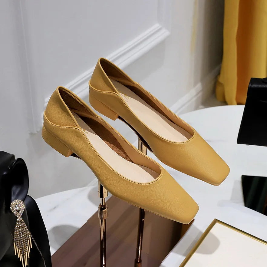 Flat Shoes for Women 2025 Spring Autumn Leisure Work Shoes Retro Fashion Flat Heel Women's Shoes Square Toe Ladies loafers Zpaxo
