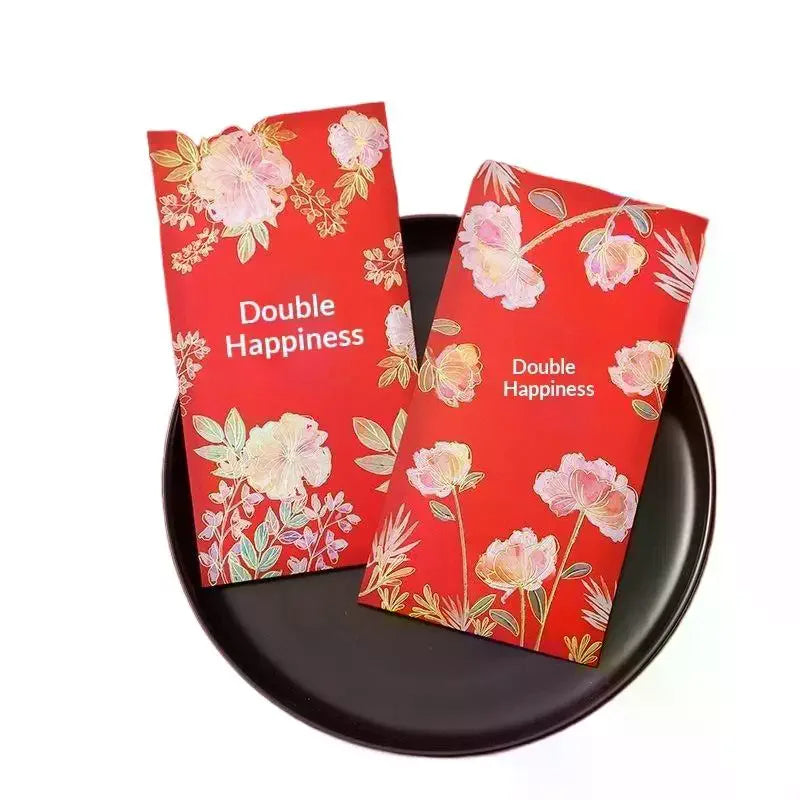 6Pcs Traditional Chinese Wedding Red Envelope Lucky Money Packets Blessing Red Packet Hongbao Wedding Gifts Zpaxo