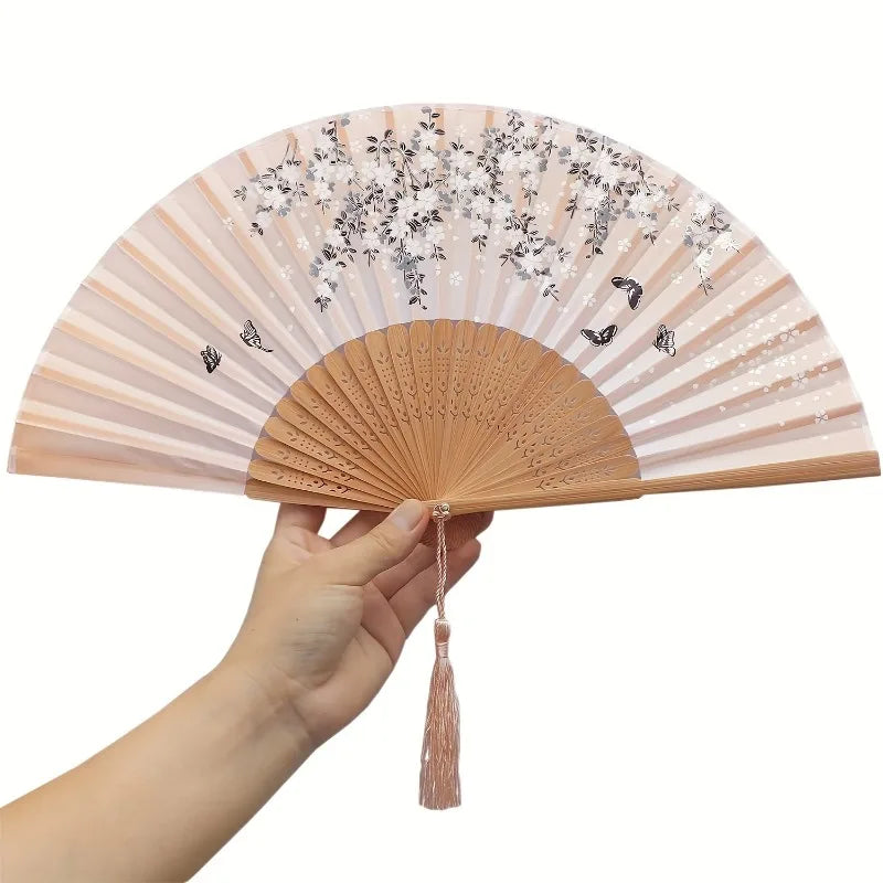 Folding Hand Fan Tassel Chinese Japanese Handheld Party Favor Supplies
