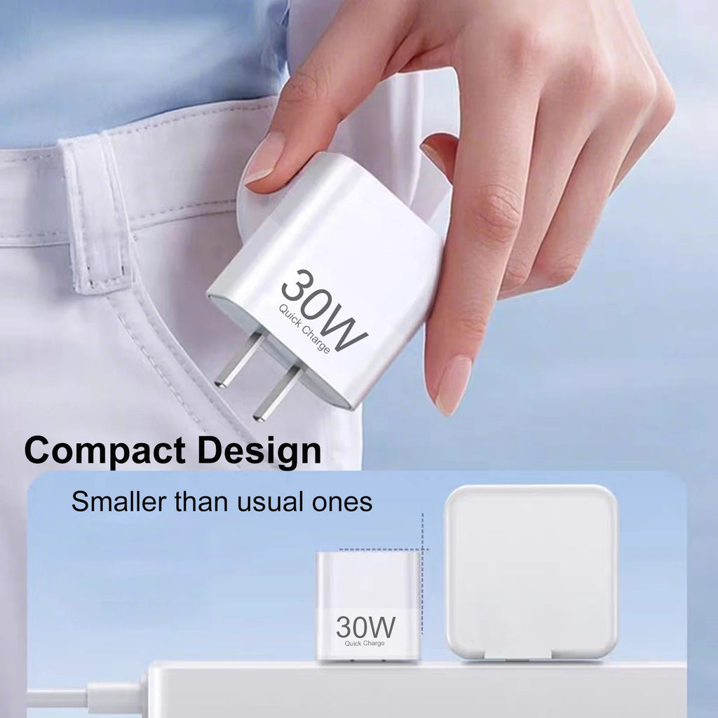 UYUXIO 30W USB C Fast Charger Dual Port US EU Plug Wall Adapter