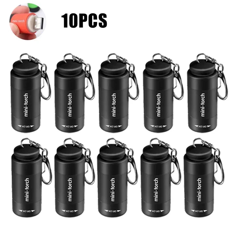 USB Rechargeable LED Multifunctional Strong Light Pocket Keychain Zpaxo 10PCs