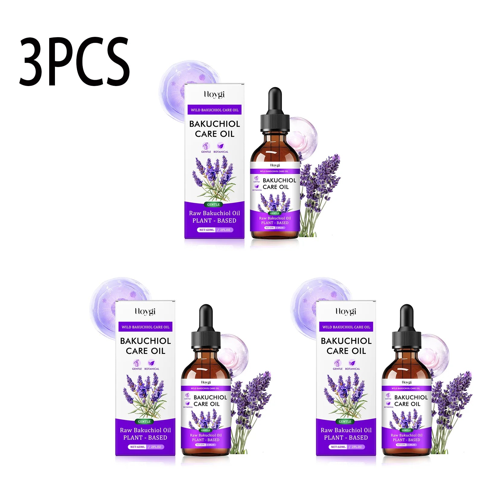 Bakuchiol & Lavender Face Oil – Anti-Aging Serum 60ml | Hoygi Facial Serum Oil Zpaxo 60ml x3boxed