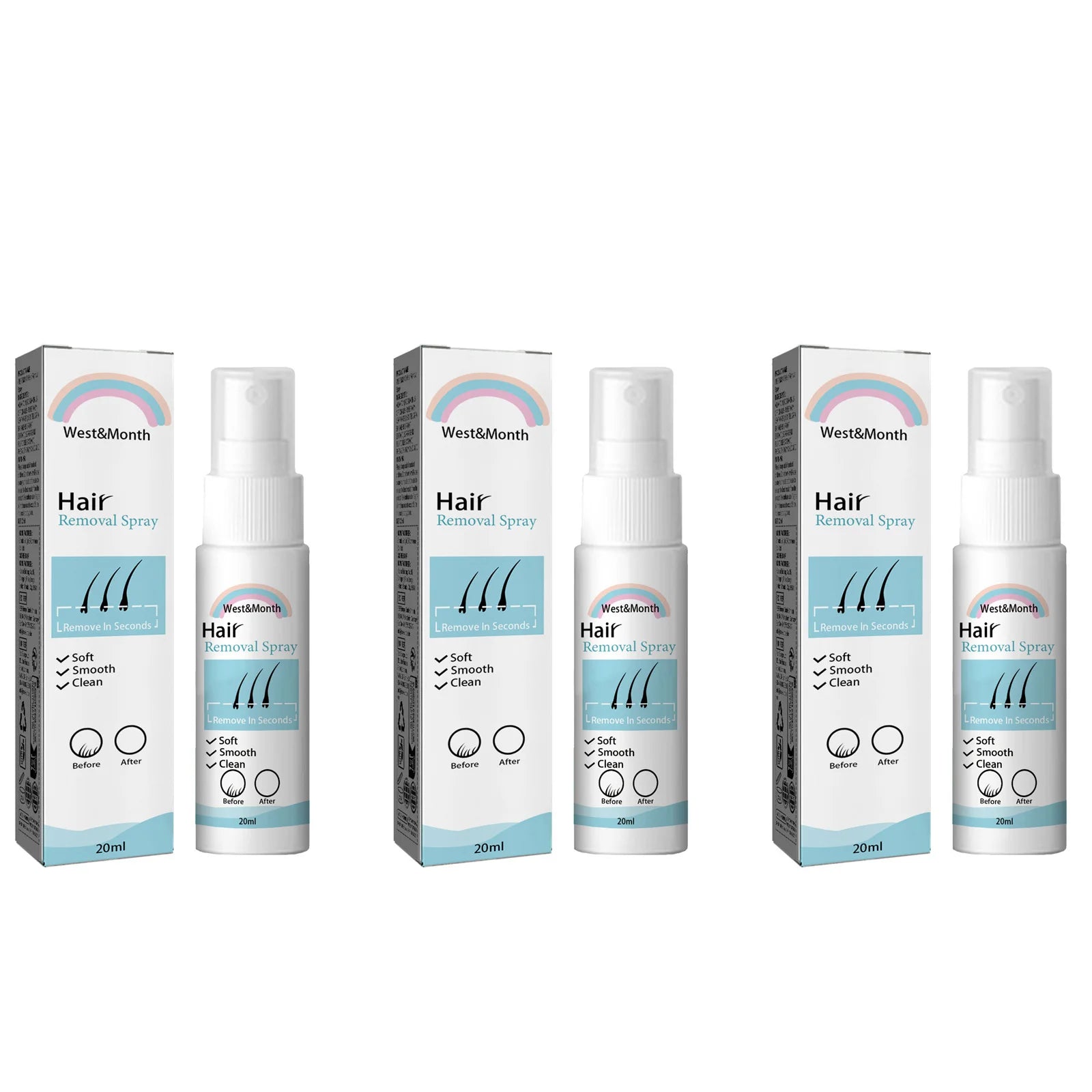 Natural Painless Hair Removal Spray – Hair Growth Inhibitor Hair Removal Spray Zpaxo 3 x 20ml Boxed