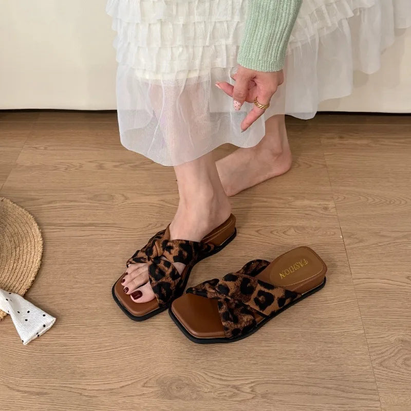 Polka Dot Unique Women's Sandals Summer 2026 Small Beach Match Skirts Zpaxo leopard print 38
