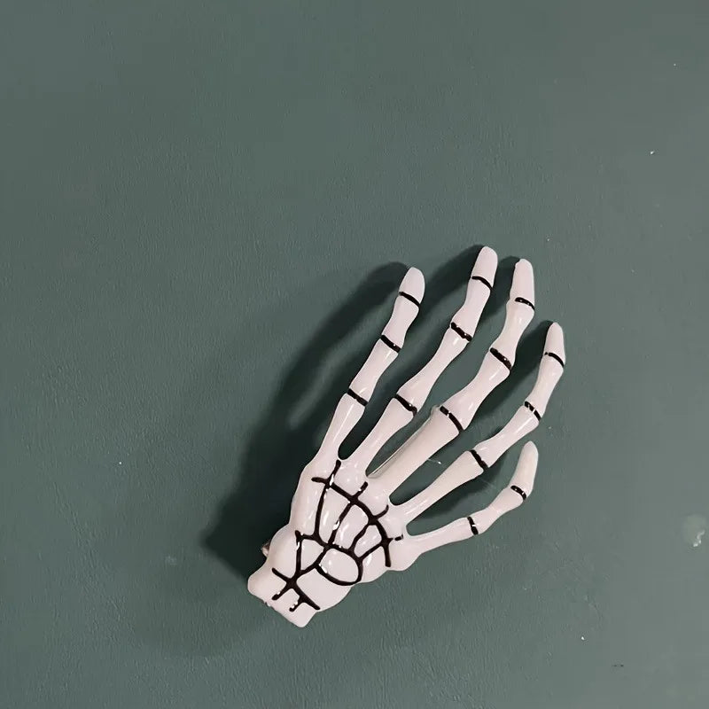Gothic Skeleton Hand Hair Claw Clip Skull Bone Barrettes Women Horror