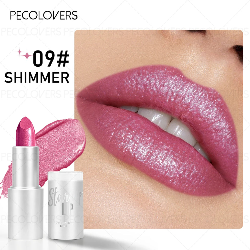 Shimmer Metallic Lip Gloss Lipstick,Shiny Lip Gloss,Hydrating, Long-Lasting, Non-Sticky,Lipstick Zpaxo 09
