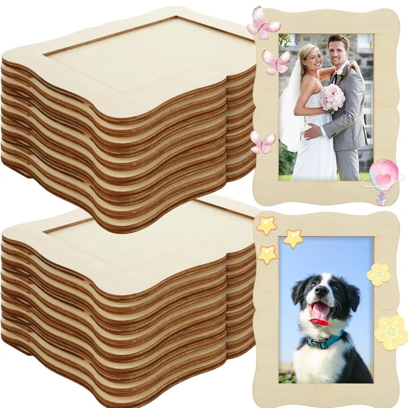 1- Wooden DIY Photo Frame Unfinished Blank Hand Painting Perfect