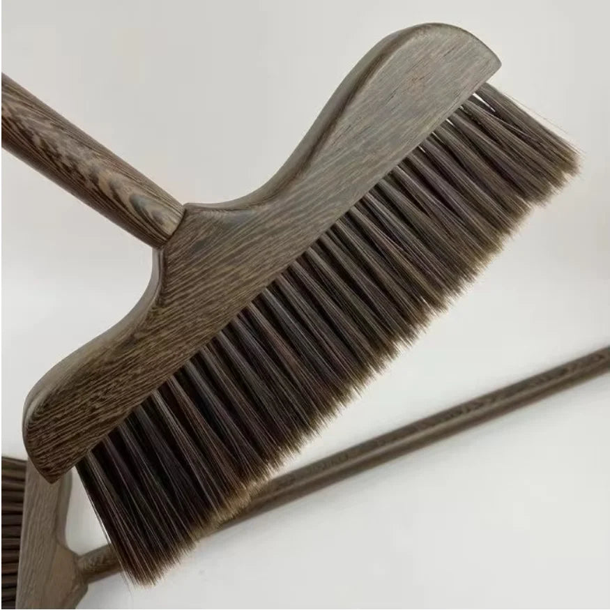 Collapsible Angled Broom – Soft Wool Head & Wood Handle Collapsible Floor Broom Zpaxo