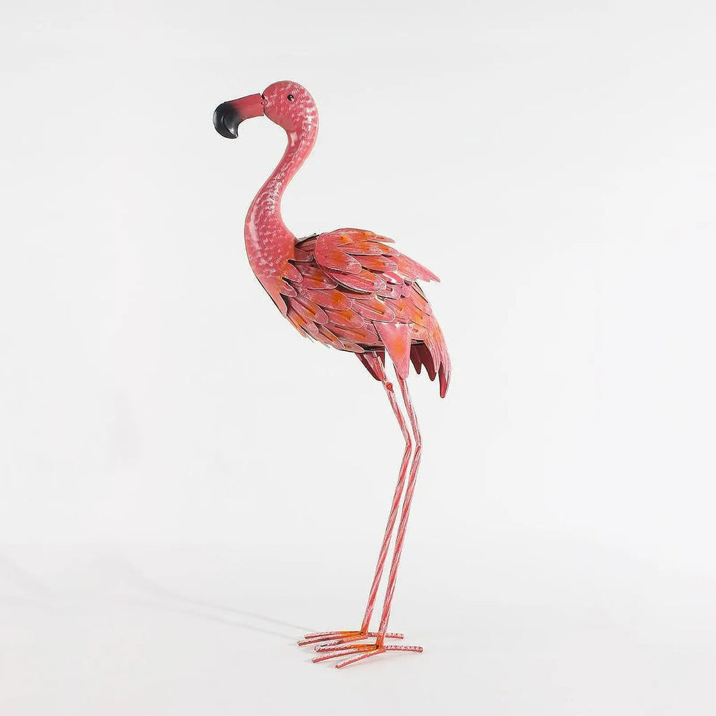 Metal Versatile Animal Figurines Gifts Pink Crafts Flamingo Statue for DIY Landscape Ornament Outdoor Courtyard Balcony Garden Zpaxo