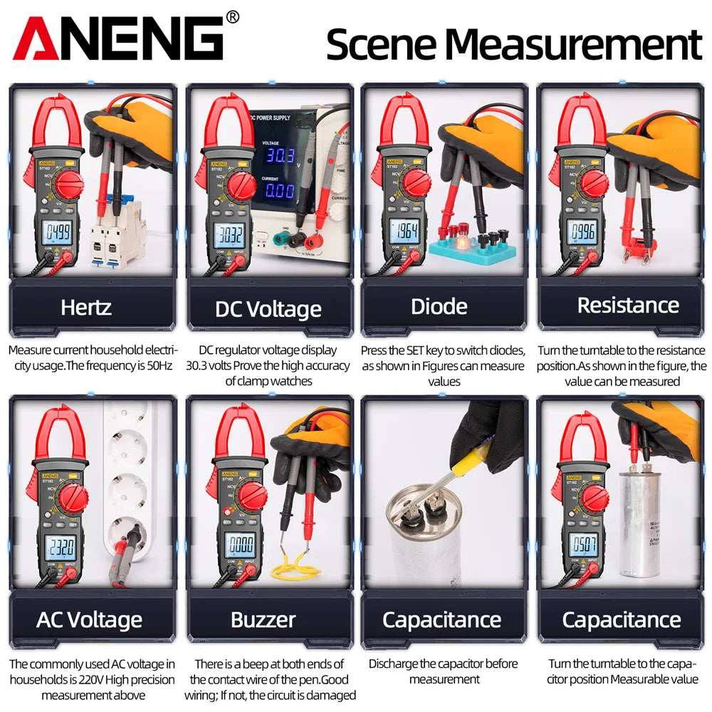 Digital Multimeter ANENG ST182 Clamp Meter NCV Induction Jaw