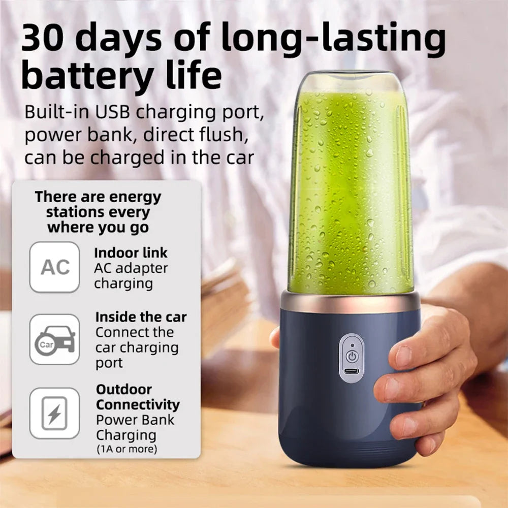 6 Blades Electric Juicer Cup 2 Cups For Travel Portable Juicer Mixer Usb Charge Fresh Fruit Juice Personal Blender Smoothie Zpaxo