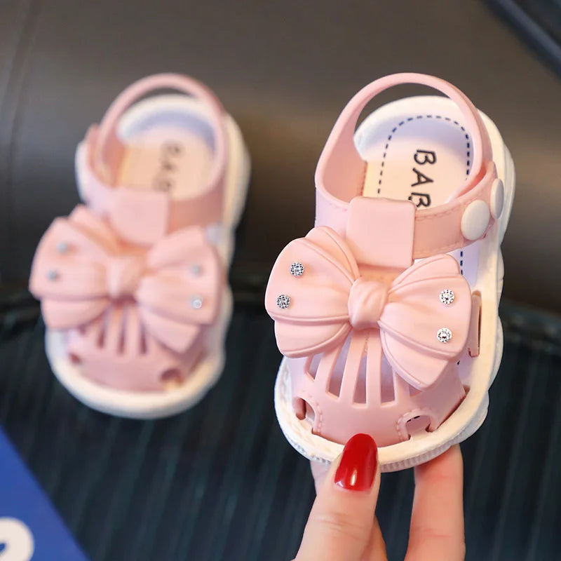 Solid Bow Children's Summer Shoes Cute PVC Beach Non Slip Sandals Zpaxo