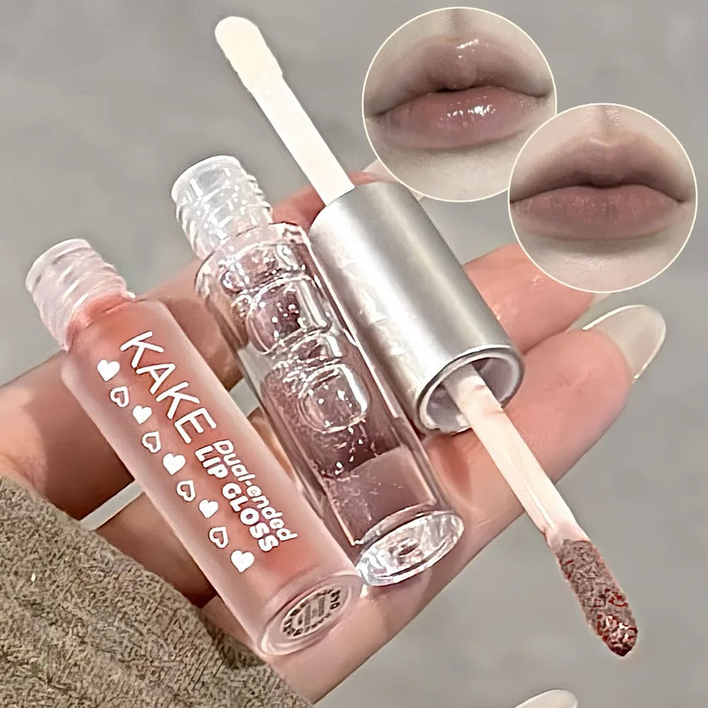 2-in-1 Liquid Lipstick Matte Lip Clay High-shine Gloss Ash Brown Pen Zpaxo