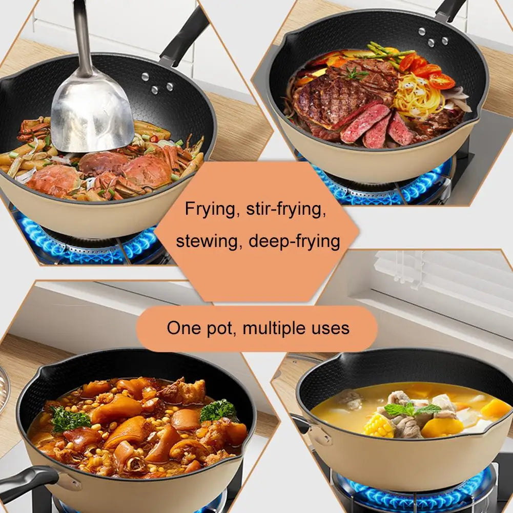 Honeycomb Nonstick Wok – Multi-Functional Fry Pan, All Stoves Nonstick Wok Pan Zpaxo