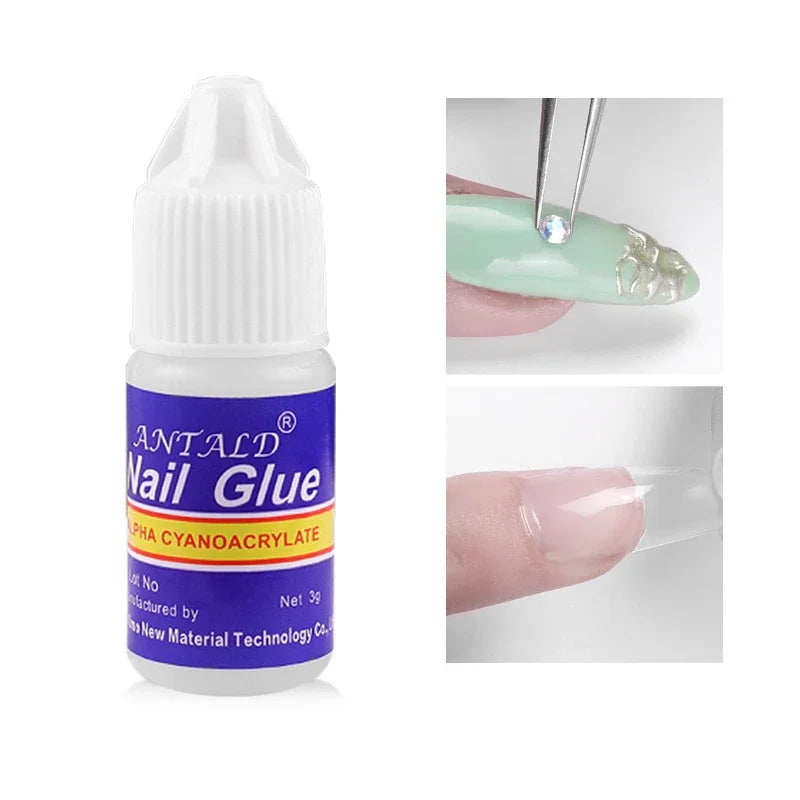 5pcs 3g Fast drying nail art glue tips glitter UV acrylic rhinestones decorations nail glue false tip multipurpose manicure tool Zpaxo