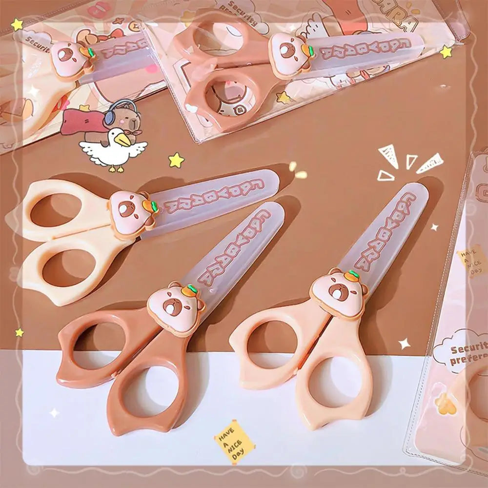 Capybara Kids Safety Scissors – Round Tip & Anti-Slip Handle Kids Safety Scissors Zpaxo Random color