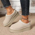Women Slippers 2025 Platform Fluffy Slippers Women Home Large Size Slides Women House Flats Fashion Winter Designer Shoes Ladies Zpaxo Beige 36