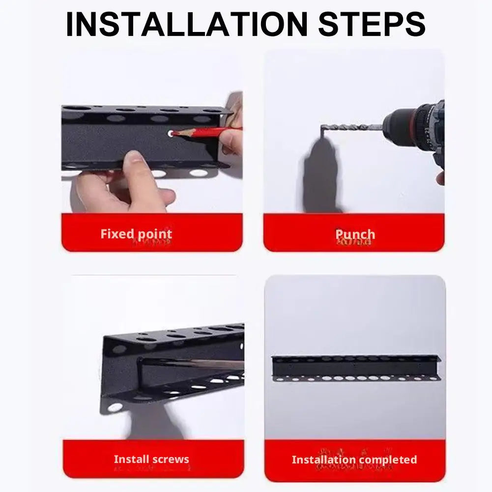 14-Hole Wall-Mounted Screwdriver & Tool Organizer Rack Tool Storage Rack Zpaxo