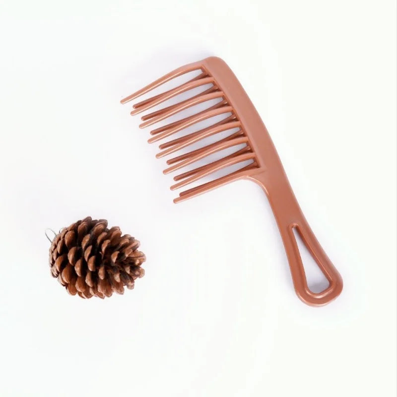 Double row big tooth comb wide tooth ladies special perm curly plastic large fluffy long hair styling comb Zpaxo Rose gold