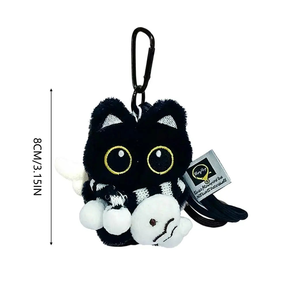 Black Cat Keychain Cute Plush Stuffed Animal Bag Charm Realistic