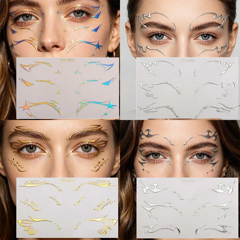 Colorful Eyes Makeup Stickers Laser Eyeliner Eyebrows Face Art
