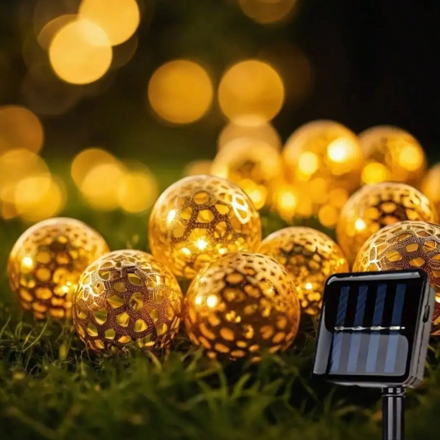Moroccan Spherical Solar String Lights 30 20 LED Beads Multi-color