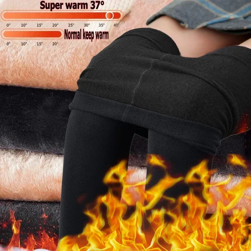 Women Winter Leggings Warm Leggins Waist Solid Velvet Thickened