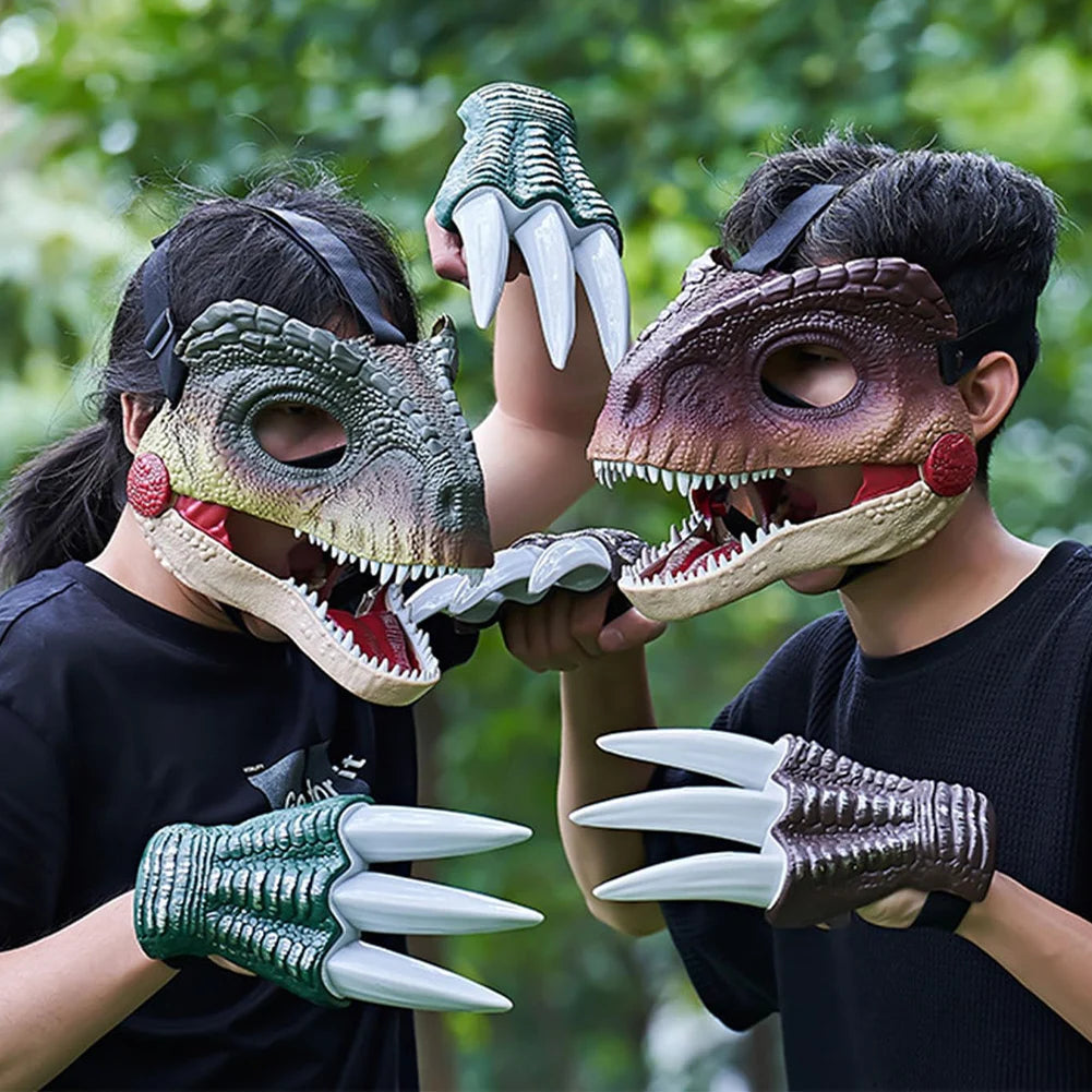 Dinosaur Head Face Mask Scream 3D Lifelike Headwear Halloween