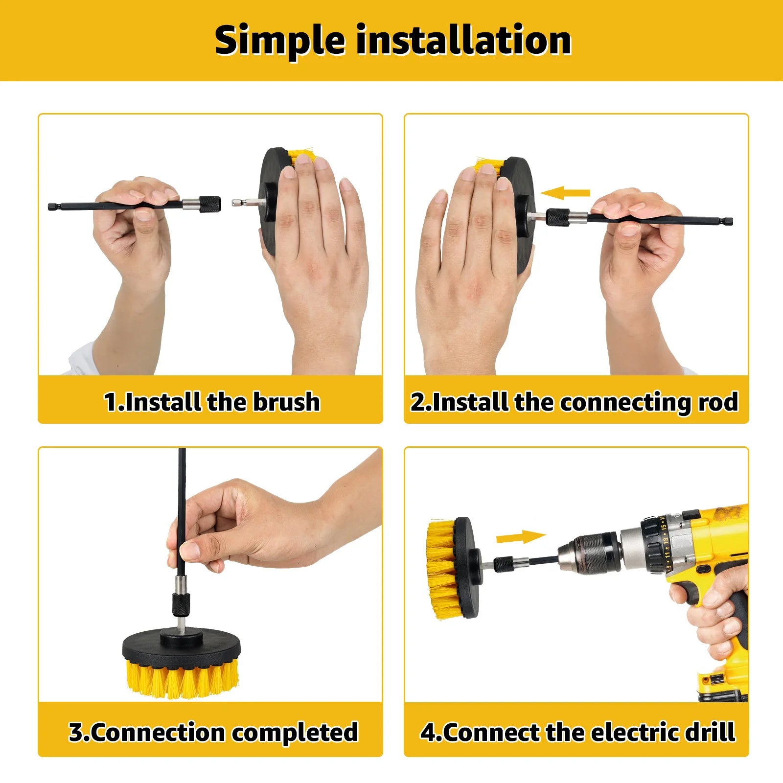 5PCS Electric Drill Brush Kit Multipurpose Power Cleaning Attachment Set Scrub Brush/Microfiber Cloth with Connecting Nylon Tile Zpaxo