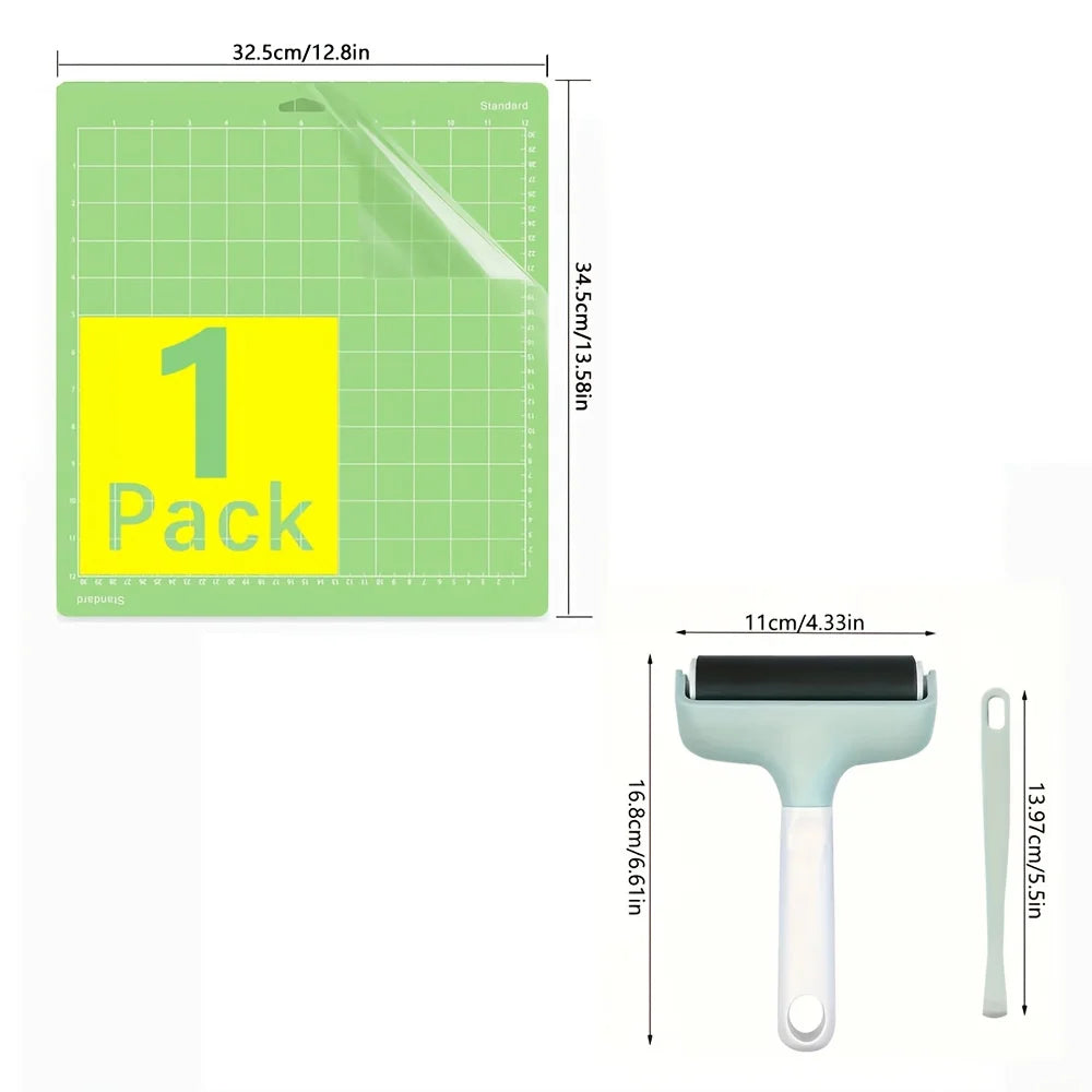 3 PCS Green Printing Cylinder, Pad and Tweezers Set, Dual Textured Surface Embossing Cylinder for Fabric, Leather, Paper, etc. Zpaxo