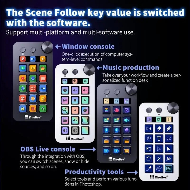 652F LCD Button 15Keys Live Content Creation Controller Streamdeck Zpaxo